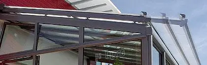 Teleskop-Führungsschienen einer Aufglas-Beschattung