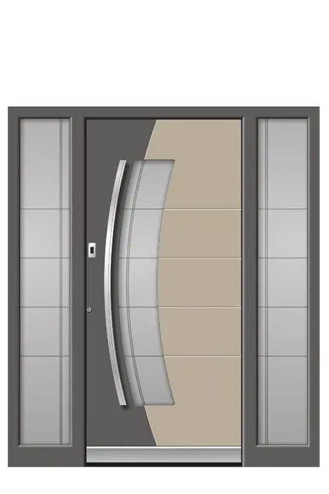 Aluminium-Haustür mit Querfräsungen in der Füllung