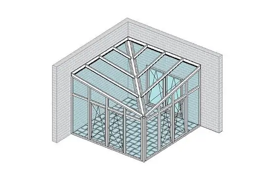 Pultdach mittig diagonal mit Rinnenkehle